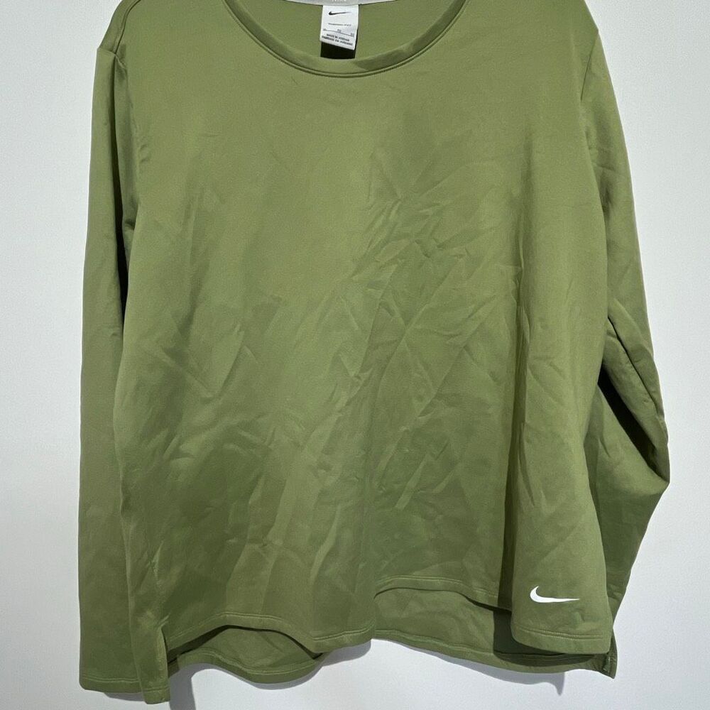 Nike Men's Army Green Long Sleeve Thermal Fit Pullover Top T-Shirt Size‎ XL